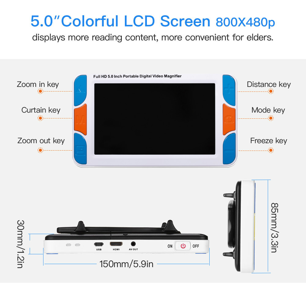 Eyoyo 5.0' Inch LCD 3-48X Port - Digital Magnifier Reading 评论和价格