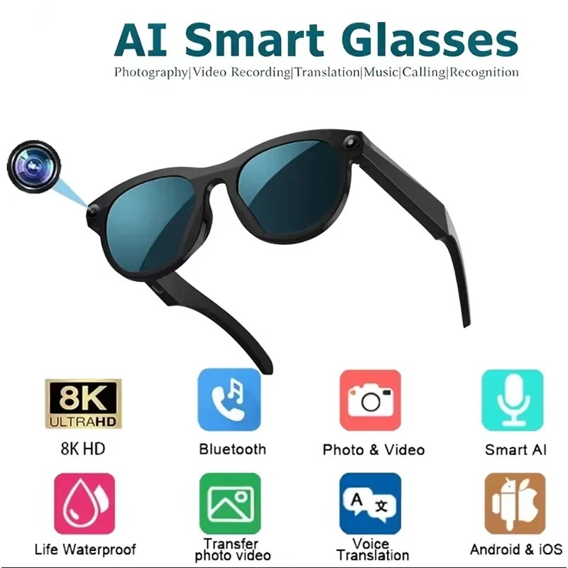 8KHD Smart AI Glasses Color Ch - Smart Glasses Ar 评论和价格