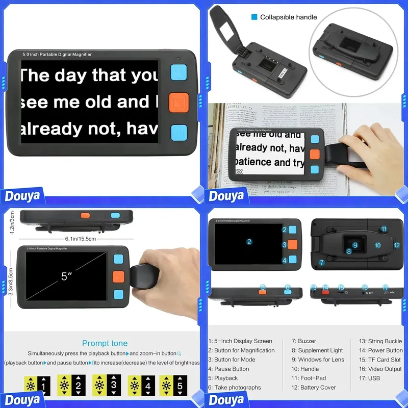 Hongda Portable Plastic 5 Inch - Digital Magnifier Reading 评论和价格